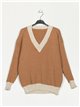 Metallic thread sweater camel