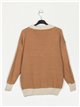 Metallic thread sweater camel