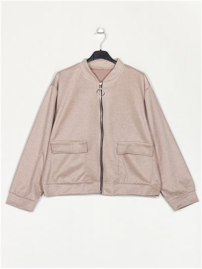 Bomber amplio paño taupe