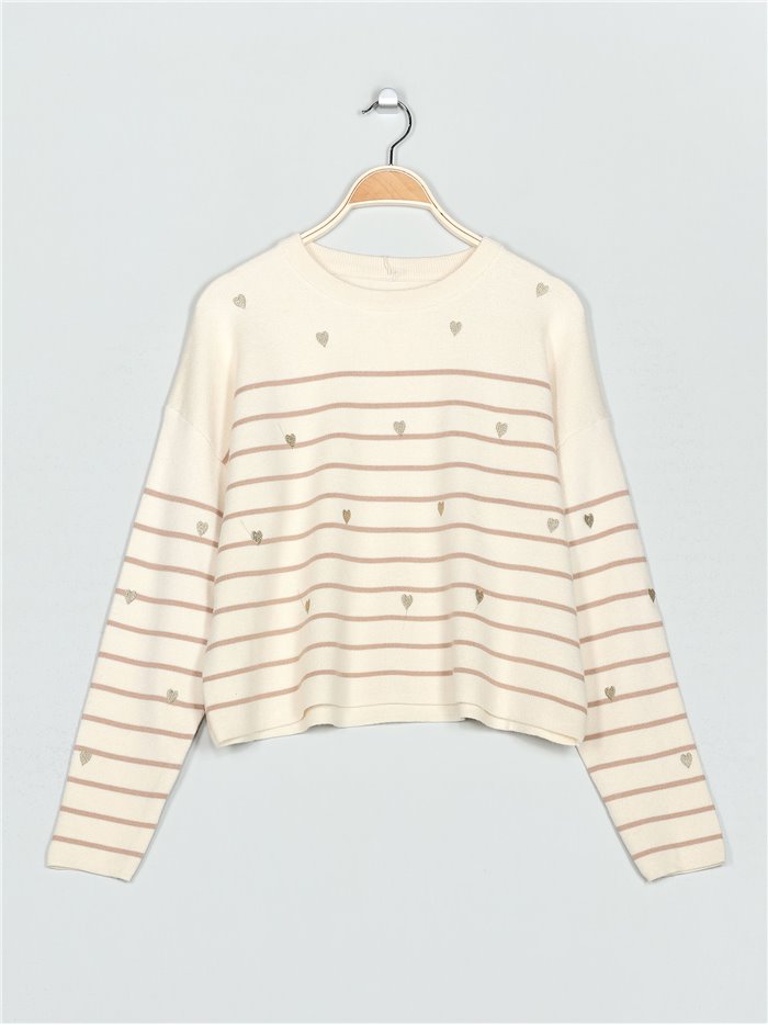 Striped heart sweater