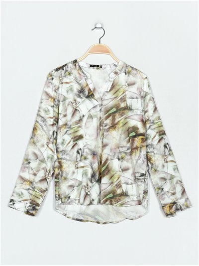 V-neck printed blouse