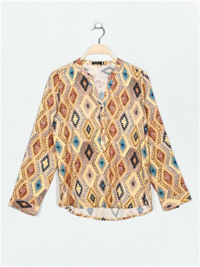 V-neck printed blouse