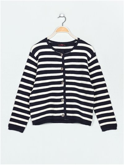 Striped knit cardigan