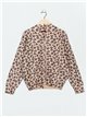 Leopard print knit bomber jacket