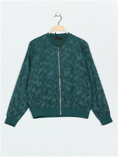 Embroidered bomber jacket verde