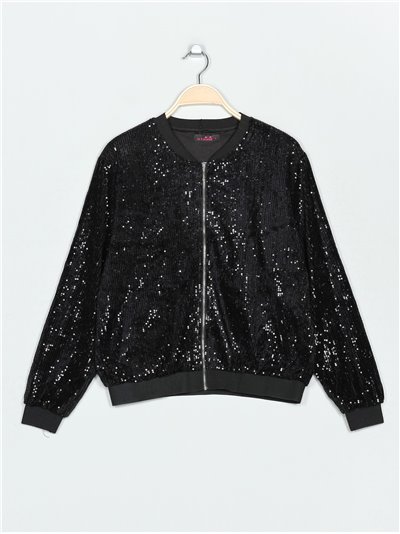 Bomber terciopelo lentejuelas negro