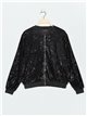 Velvet bomber jacket with sequins negro