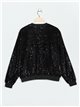 Velvet bomber jacket with sequins negro