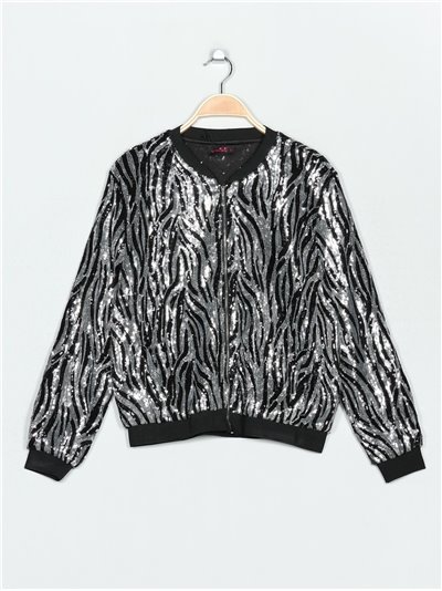 Zebra bomber jacket with sequins plata