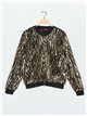 Zebra bomber jacket with sequins oro