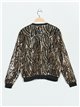 Zebra bomber jacket with sequins oro