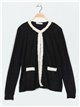 Plus size knit cardigan with pearl beads