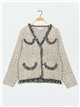 Plus size frayed Edge knitted cardigan camel