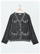 Plus size frayed Edge knitted cardigan negro