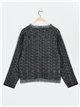 Plus size frayed Edge knitted cardigan negro