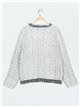 Plus size frayed Edge knitted cardigan blanco