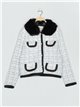 Plus size knitted cardigan with faux fur blanco