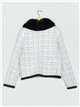 Plus size knitted cardigan with faux fur blanco