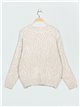 Oversized V-neck faux fur sweater