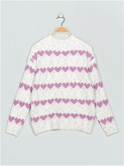 Oversized high neck heart sweater