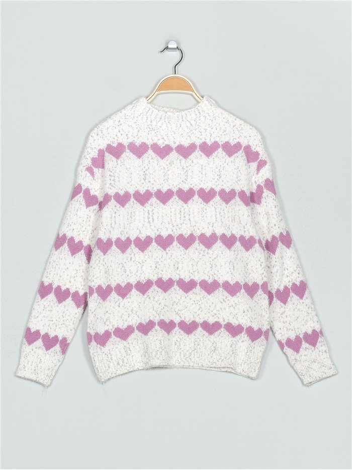 Oversized high neck heart sweater