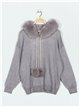 Hooded knit sweatshirts with faux fur