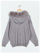 Hooded knit sweatshirts with faux fur