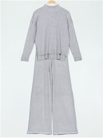 Co-Ord textured cable-knit sweater + trousers