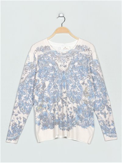 Printed soft sweater