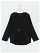 Buttoned soft knit blazer