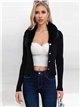 Beaded knit cardigan with faux fur