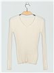 V-neck ribbed sweater (M/L-L/XL)