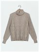 Roll neck textured cable-knit sweater (M/L-L/XL)