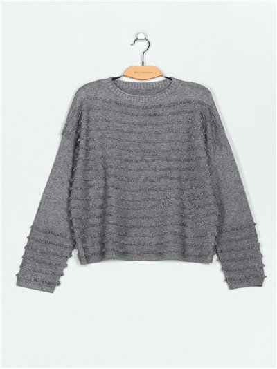 Frayed edge knitted sweater (M/L-L/XL)