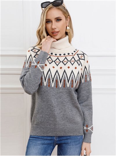 Roll neck contrast sweater (S/M-L/XL)