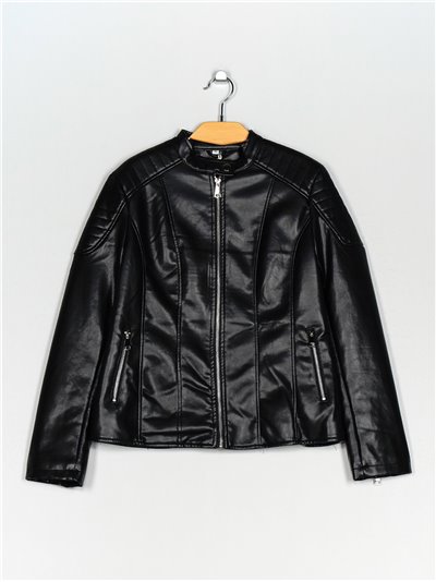 Faux leather jacket black (40-48)