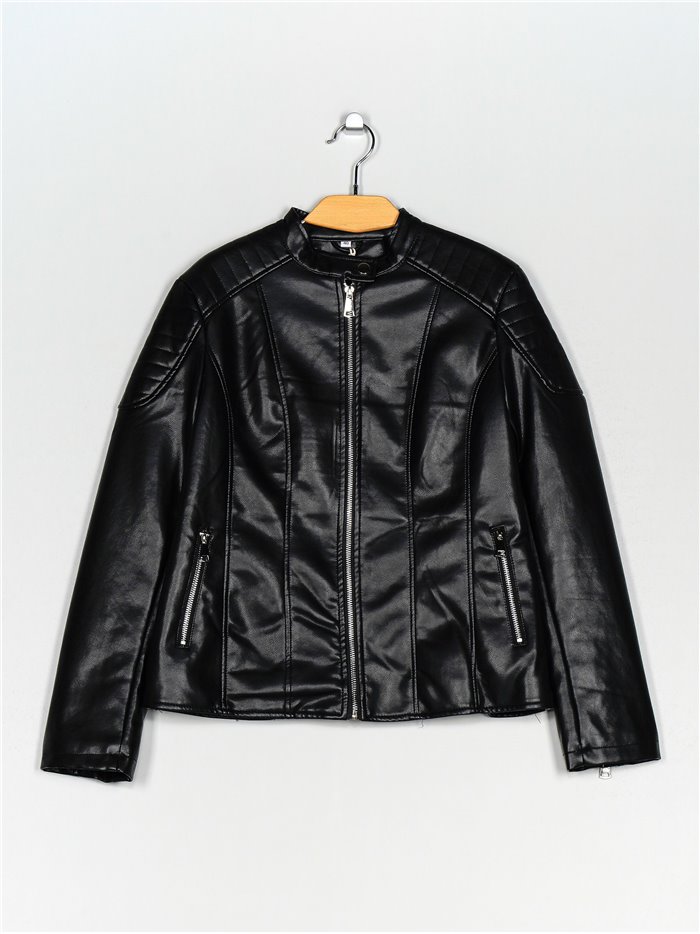 Faux leather jacket black (40-48)