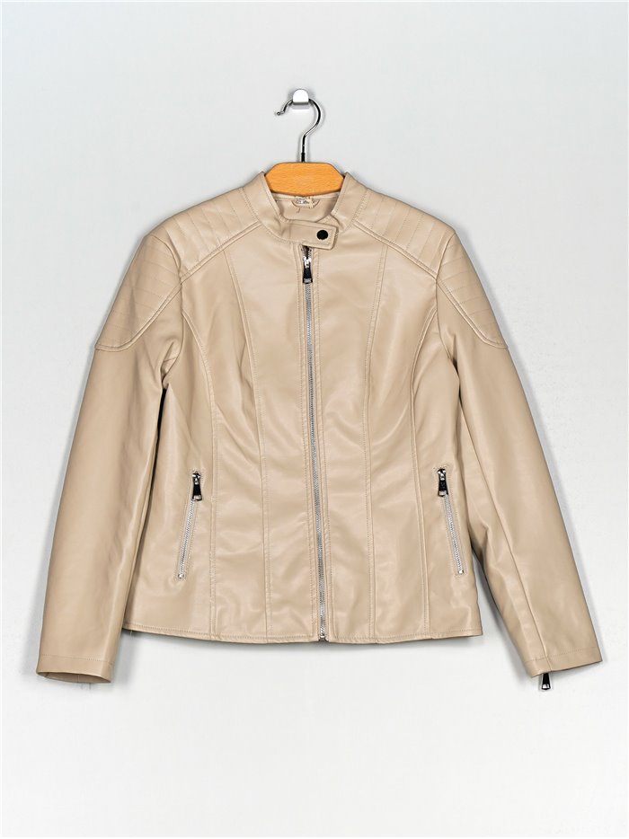 Faux leather jacket apricot (40-48)