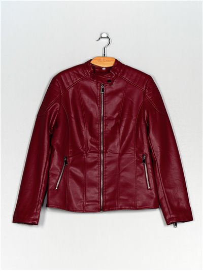 Faux leather jacket deep-red-rose (40-48)