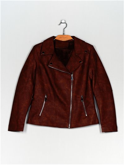 Faux leather biker jacket wine (M-XXL)