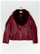 Faux leather biker jacket with faux fur wine (M-XXL)