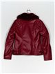 Faux leather biker jacket with faux fur wine (M-XXL)