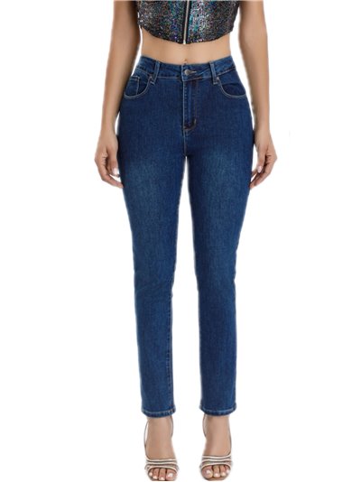 Jeans mom fit talla grande azul (40-52)