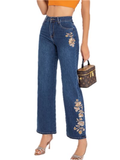 Embroidered straight jeans azul (S-XXL)