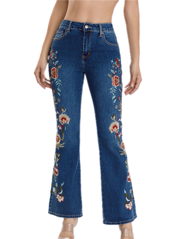 Embroidered flare jeans azul (S-XXL)