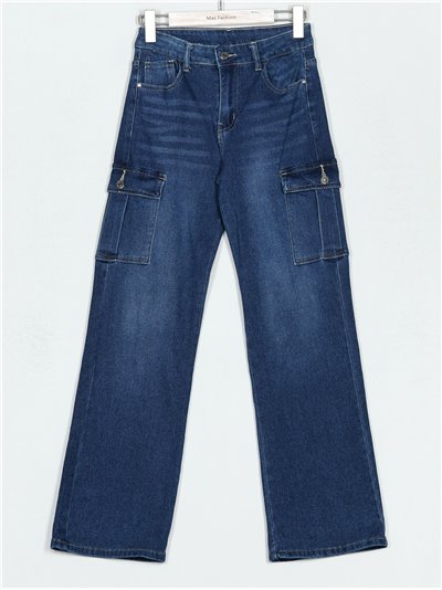 Jeans rectos cargo azul (S-XXL)