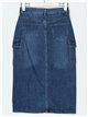 Falda denim midi bolsillos azul (S-XXL)