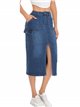 Falda denim midi bolsillos azul (S-XXL)