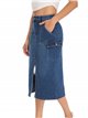 Falda denim midi bolsillos azul (S-XXL)