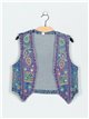 Embroidered denim waistcoat azul (S-M-L)